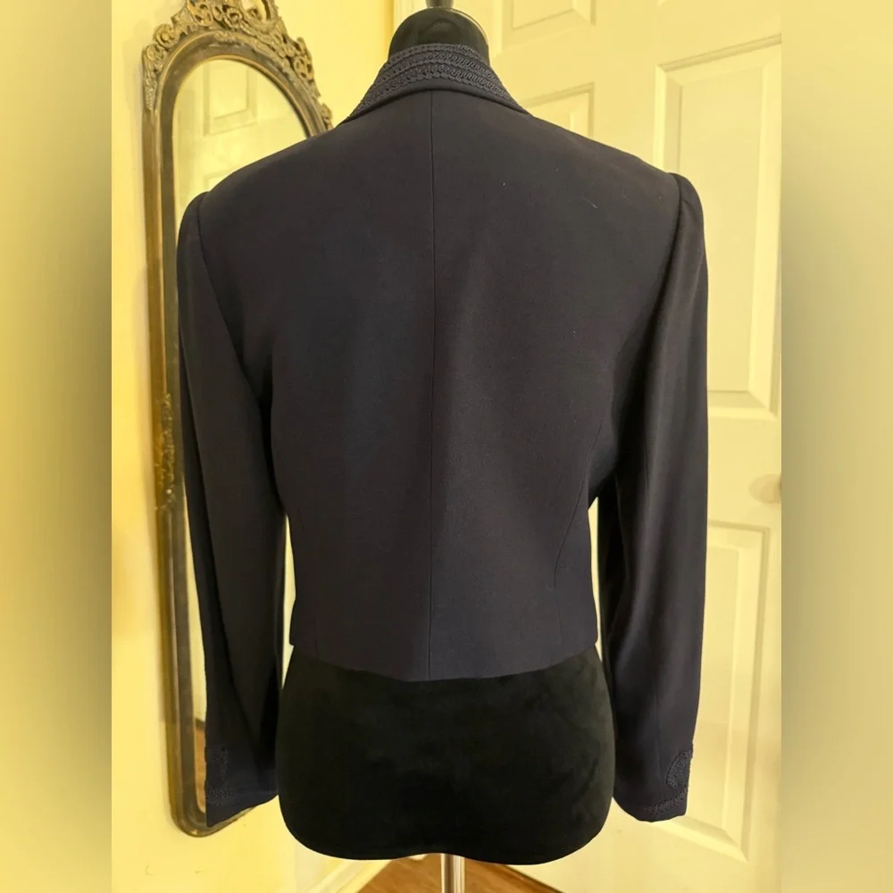 Zelda ~ Vintage Blue/Black Embroidered Soutache Embellished Jacket Blazer